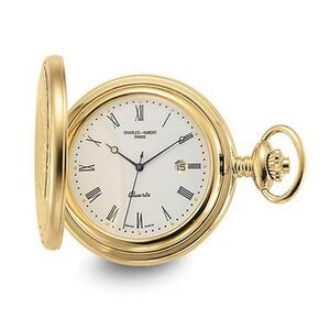 Charles Hubert Gold Finish Off-White Dial with Date Pocket Watch